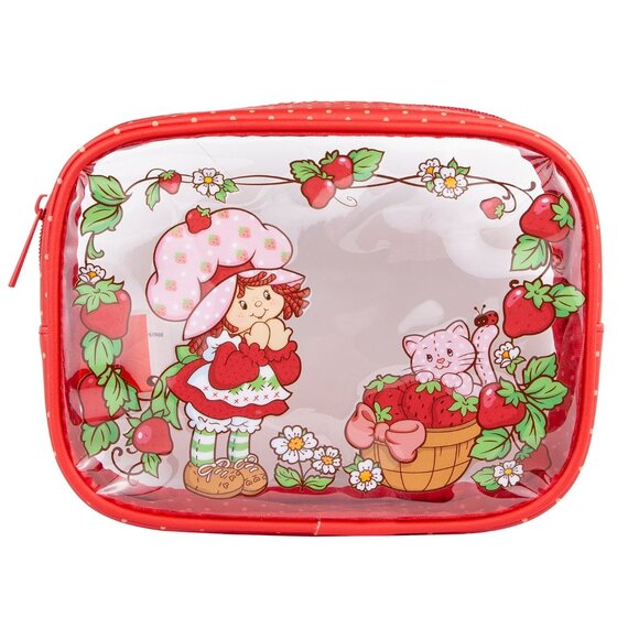 Strawberry Shortcake Cosmetic 3-Piece Zippered Bag Set Red Gingham NEW - Picture 4 of 10